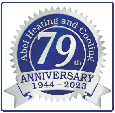 Abel Heating and Cooling 79 year anniversary badge
